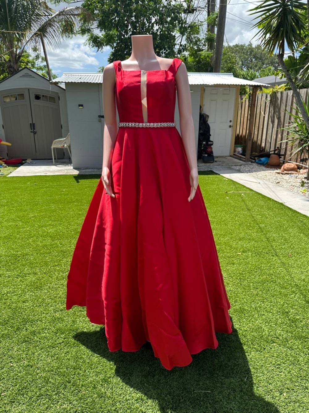 JVN by Jovani Red Prom Dress Open Back Formal Evening Gown Size 0